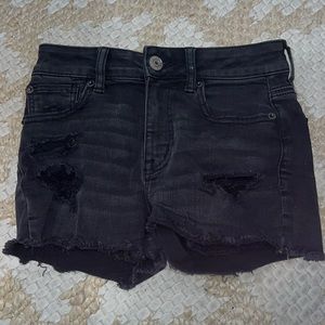 American eagle black jean shorts with rips
